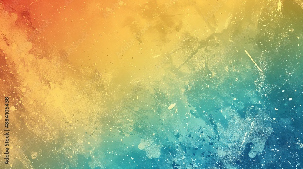 Obraz premium This abstract art piece showcases a vibrant gradient with warm red and yellow tones blending into cool blue and green, highlighting the seamless transition of colors.