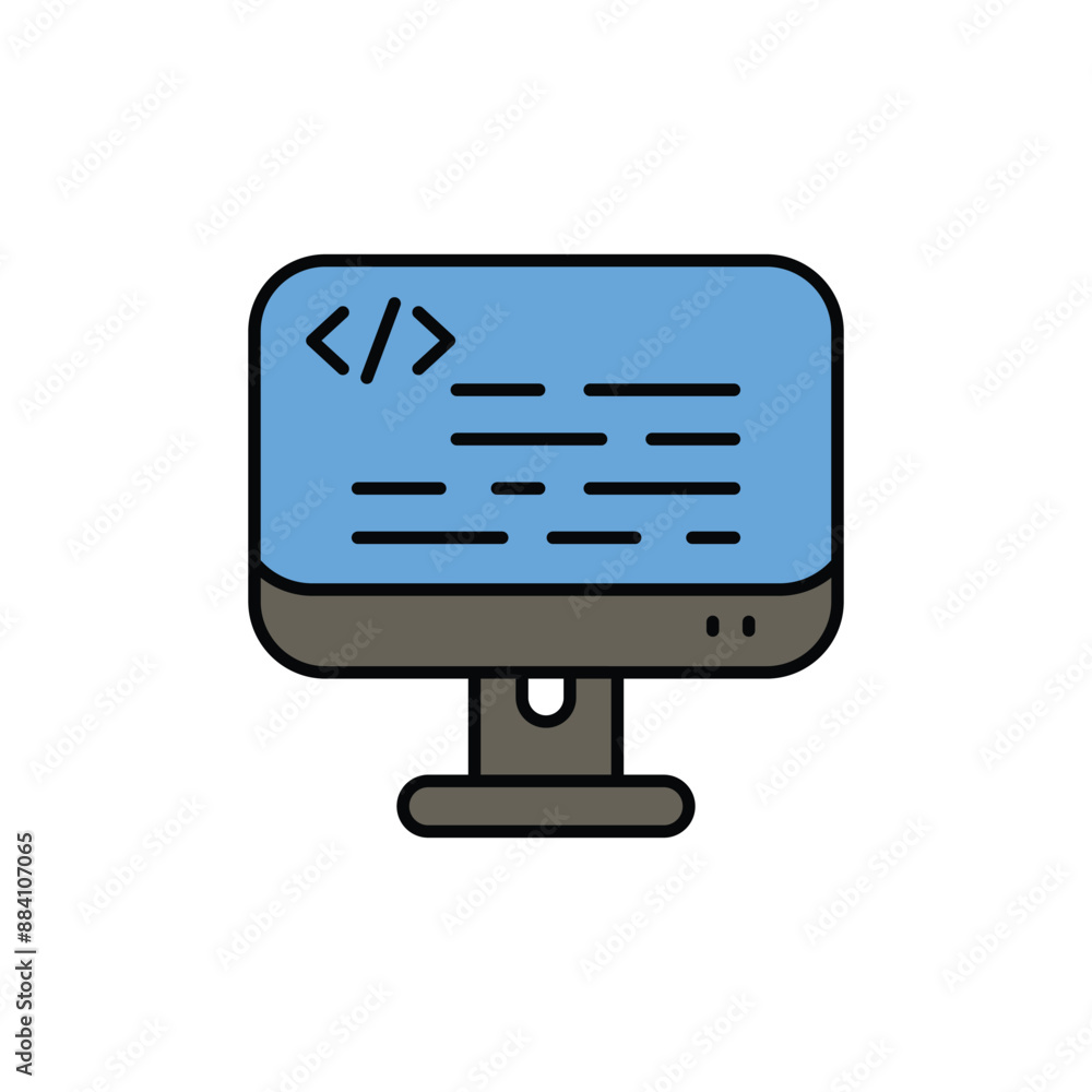 web coding color line icon with white background vector stock illustration web coding color line icon with white background vector stock illustration