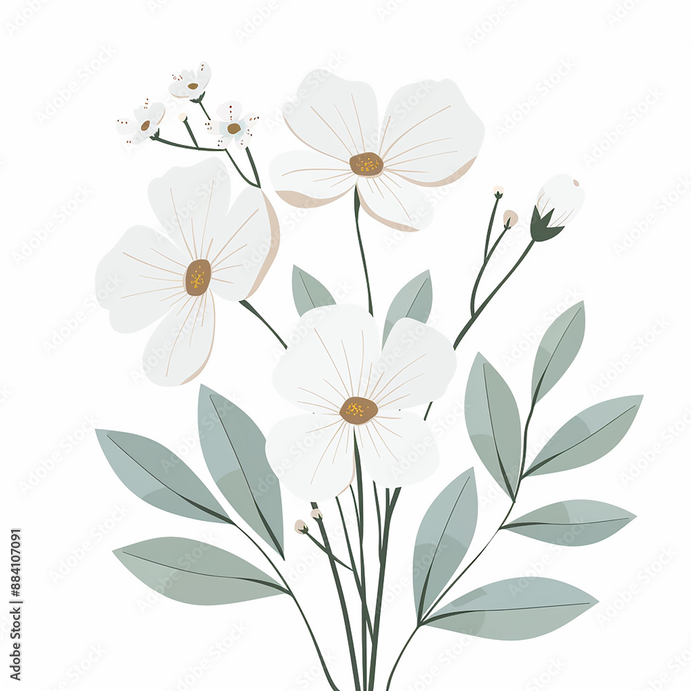 clean and sleek A simple, flat illustration of flowers plain background made with generative AI clean and sleek A simple, flat illustration of flowers plain background made with generative AI