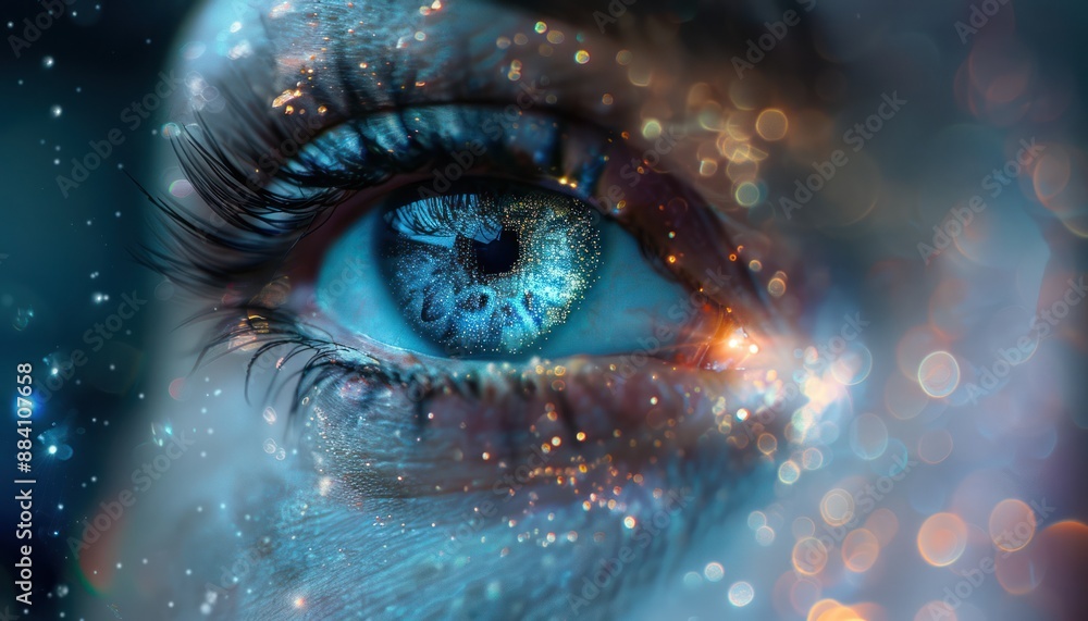 The Optical Biometrics Eye Futuristic Cyberspace Technology Neural Network with Beautiful Colors Scan The Optical Biometrics Eye Futuristic Cyberspace Technology Neural Network with Beautiful Colors Scan