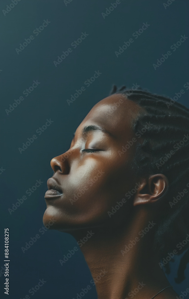 Conceptual depiction of a believing person, head turned towards heaven, radiating inner peace, calm equilibrium and hope Conceptual depiction of a believing person, head turned towards heaven, radiating inner peace, calm equilibrium and hope
