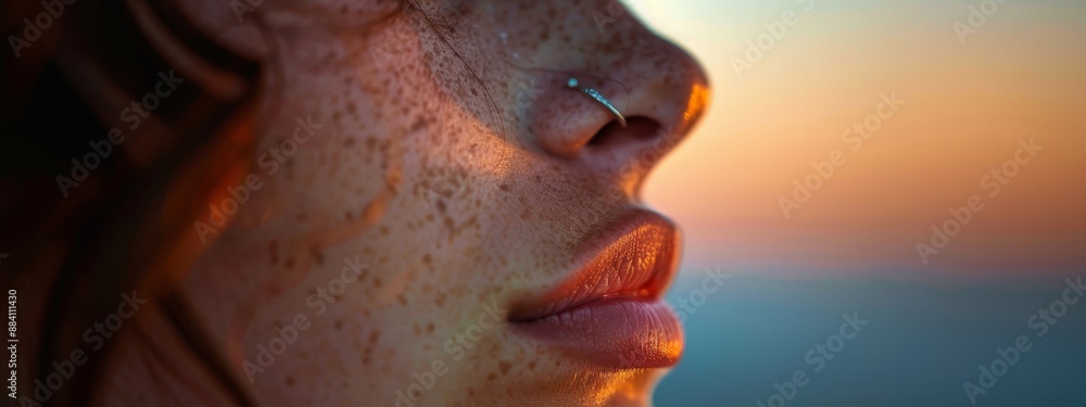 freckled brows, hair dotted with sun spots, and a nose piercing freckled brows, hair dotted with sun spots, and a nose piercing