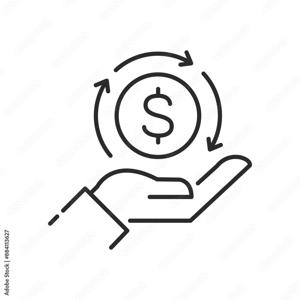 Cash back Icon. Cash rebate thin line icon. Cash back Icon. Cash rebate thin line icon.