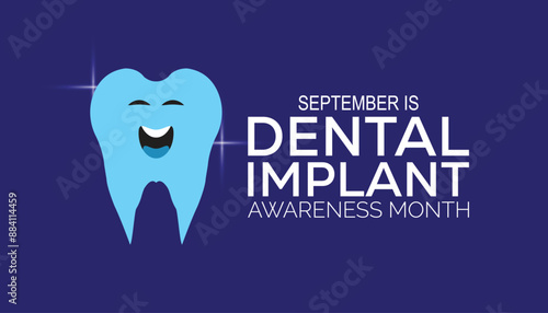Dental Implant awareness month is observed every year on September. banner design template Vector illustration background design.