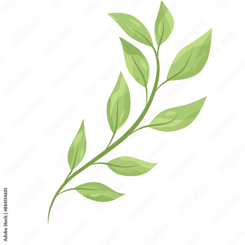 Fototapeta premium Monogram green leaf 