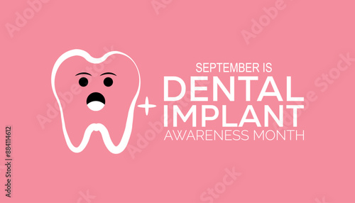 Dental Implant awareness month is observed every year on September. banner design template Vector illustration background design.