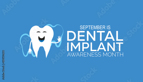 Dental Implant awareness month is observed every year on September. banner design template Vector illustration background design.
