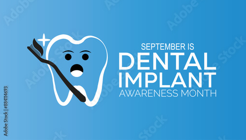 Dental Implant awareness month is observed every year on September. banner design template Vector illustration background design.