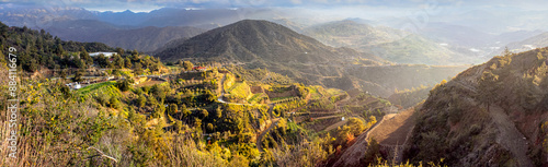 Obraz na płótnie Panoramic view of the Dierona village at the foothills of the Troodos Mountains in the Limassol District, Republic of Cyprus w salonie