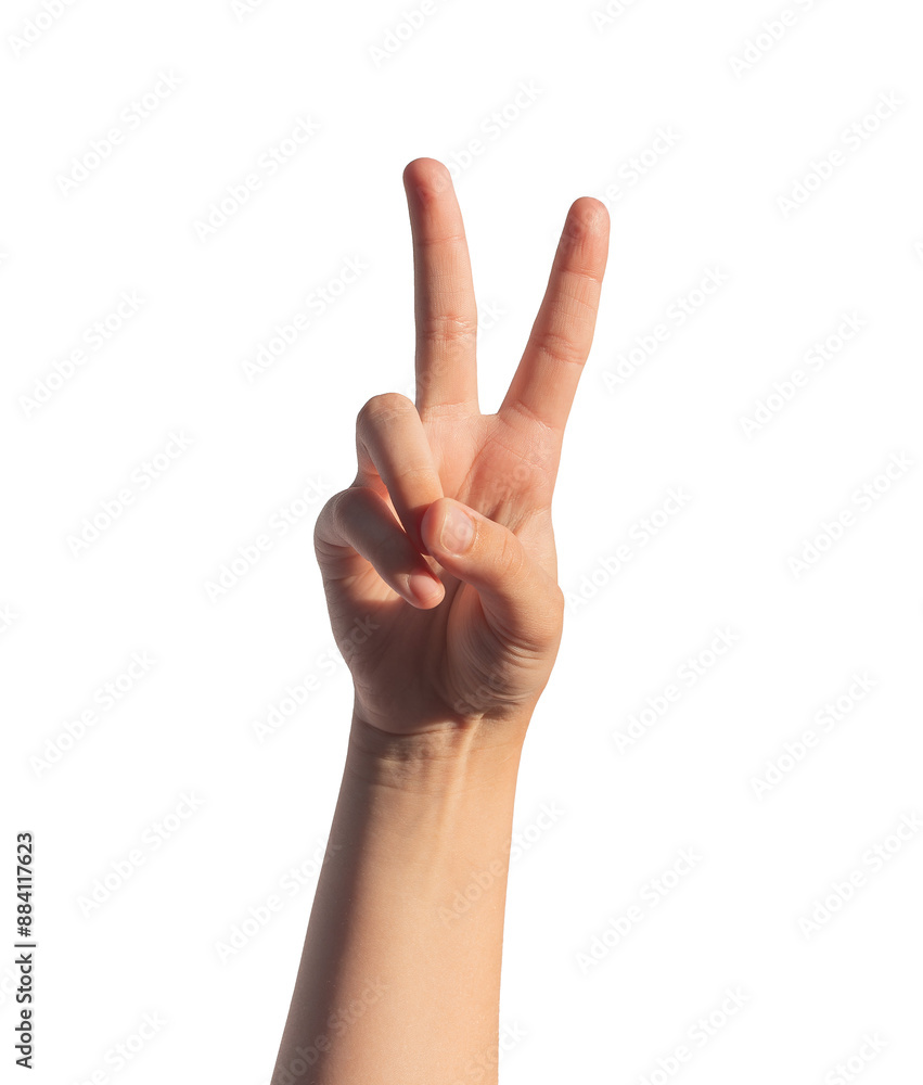 Childs hand gesture, V sign for victory, winner, two fingers up isolated on white background.., transparent PNG Childs hand gesture, V sign for victory, winner, two fingers up isolated on white background.., transparent PNG