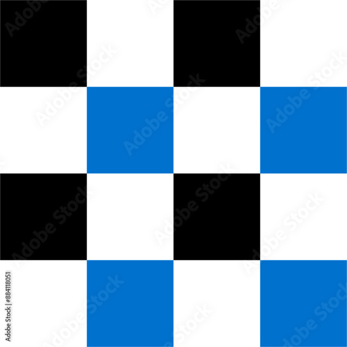 Black, White and Blue Seamless Checkered Pattern
