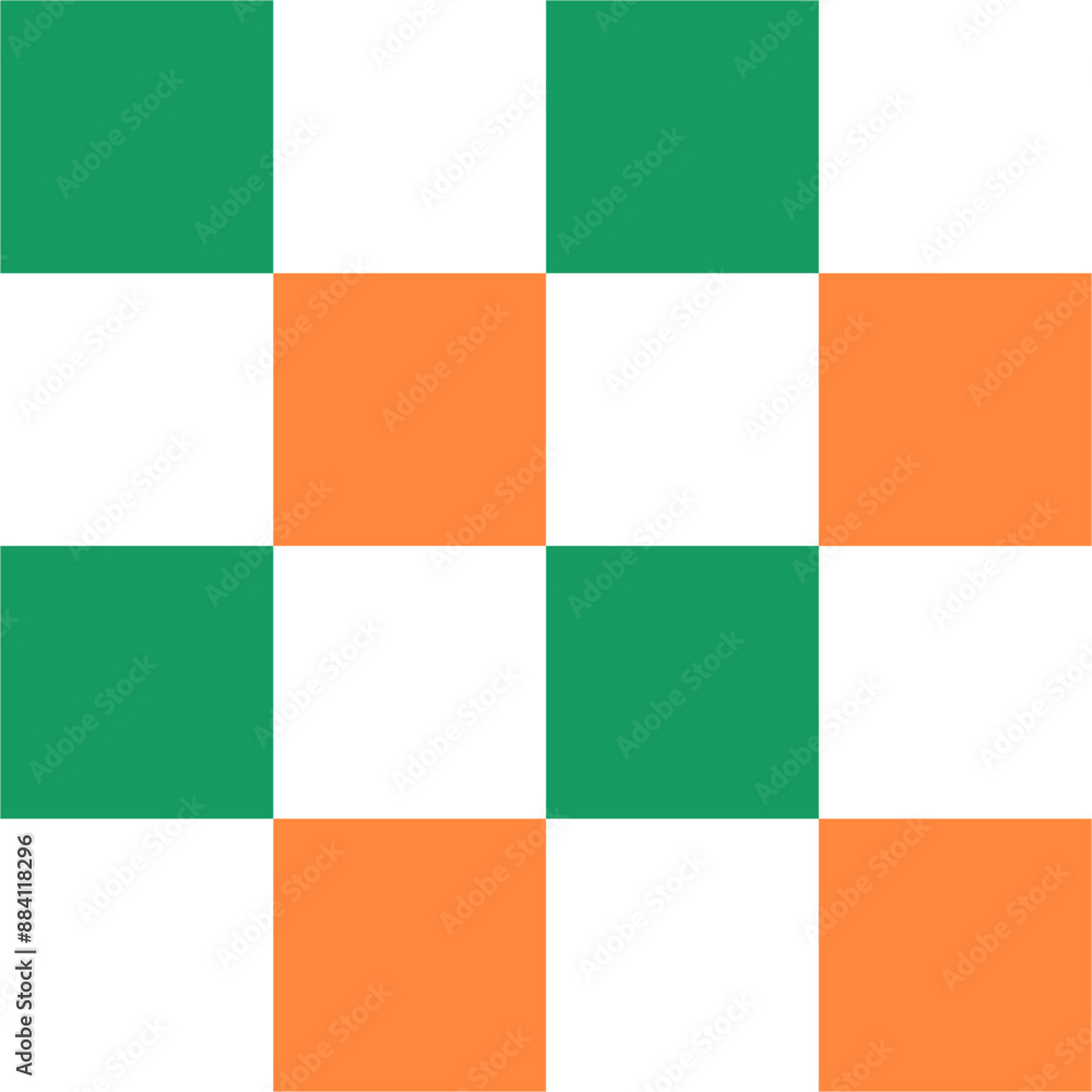 Green, White and Orange Seamless Checkered Pattern Green, White and Orange Seamless Checkered Pattern