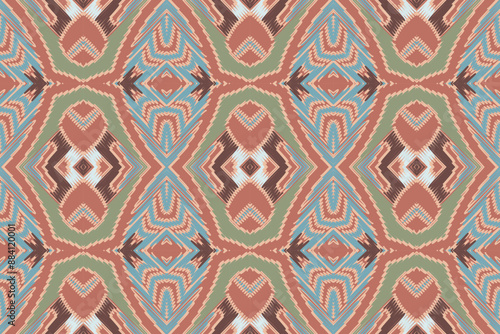 Ethnic abstract beautiful art. Ikat seamless pattern in tribal, folk embroidery, Mexican style. Aztec geometric art ornament print. Design for carpet, wallpaper, clothing, wrapping, fabric.