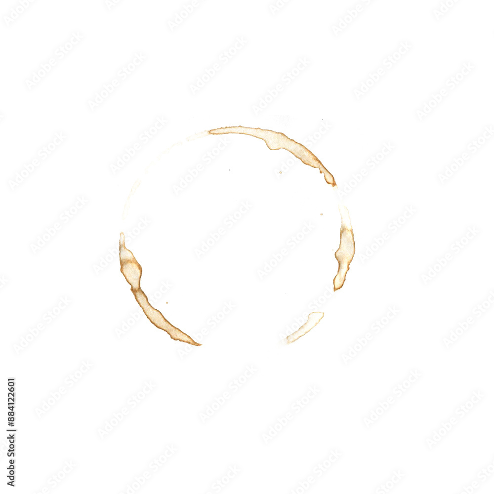 Brown Coffee Cup Mark on Isolated on White Background. Watercolor Coffee and Tea Circle Spot. Brown Coffee Cup Mark on Isolated on White Background. Watercolor Coffee and Tea Circle Spot.