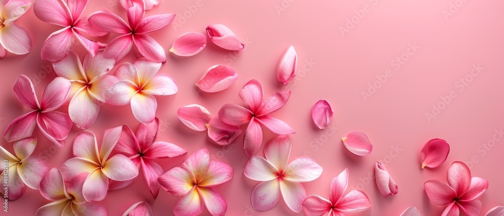 A pink background filled with pink and white blooms, ideal for text or image insertion A pink background filled with pink and white blooms, ideal for text or image insertion