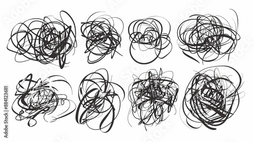 Wallpaper Mural An abstract image featuring chaotic black scribbles, representing intense motion, confusion, and energy on a blank white background. Modern art style from the 2020s. Torontodigital.ca