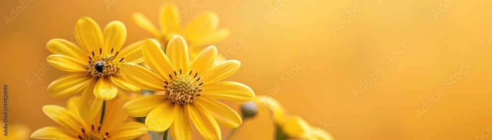 A Bee's Pollinators Journey, Amassing Nectar on Golden Yellow Flowers Macro Photography of Nature's Beauty A Bee's Pollinators Journey, Amassing Nectar on Golden Yellow Flowers Macro Photography of Nature's Beauty