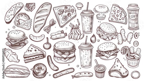 Fast Food Illustration: A Variety of Delicious Options