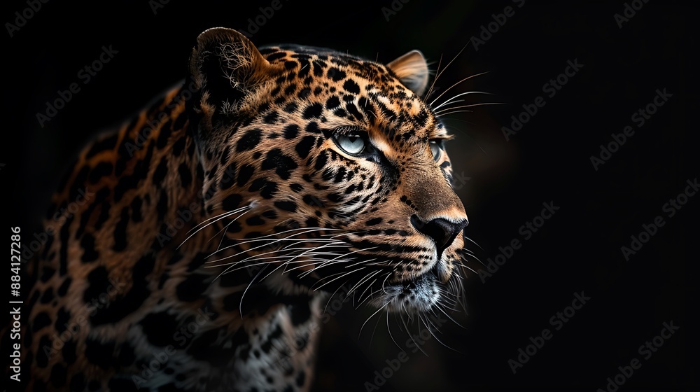 Close-up Portrait of a Leopard with a Pensive Gaze Close-up Portrait of a Leopard with a Pensive Gaze