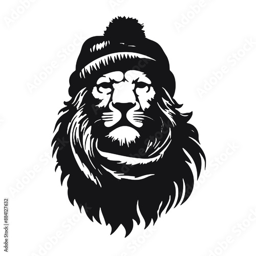 Lion silhouette. isolated on white background. Vector illustration photo