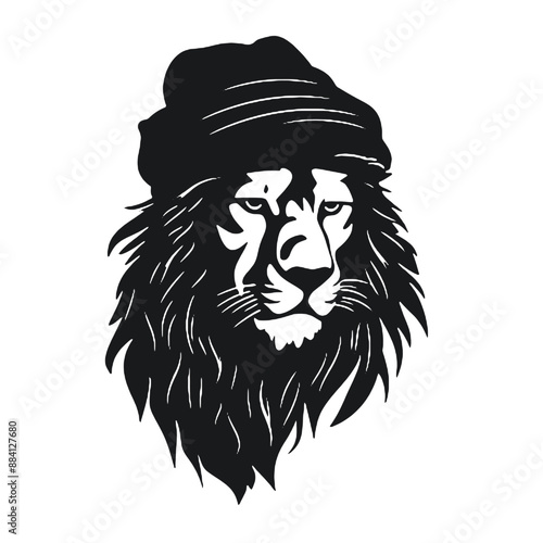 Lion silhouette. isolated on white background. Vector illustration photo