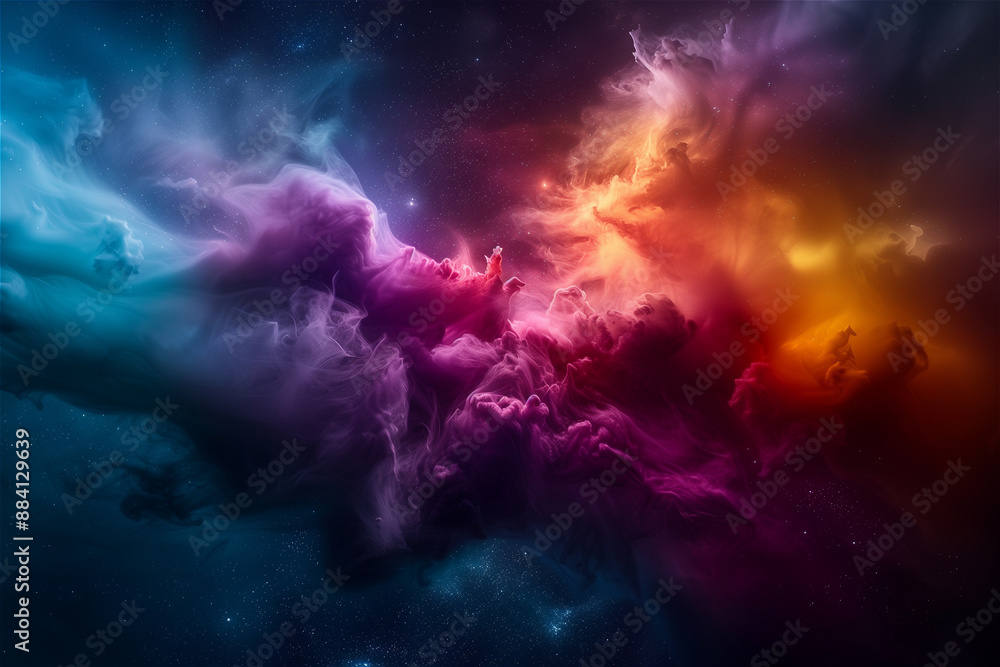 Nebulae and galaxies in space. Abstract cosmic background, a meteor shower Nebulae and galaxies in space. Abstract cosmic background, a meteor shower