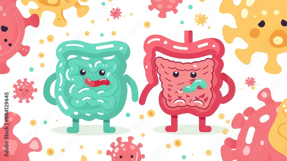 Intestines vs. Virus - Immune System Cartoon Intestines vs. Virus - Immune System Cartoon