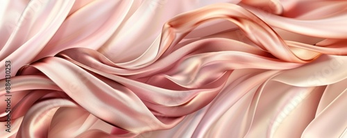 Pink silk fabric with gentle waves and soft folds photo