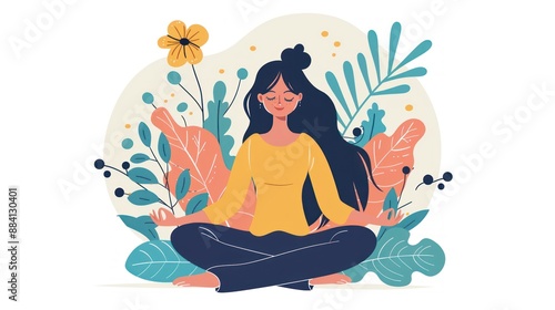 Wallpaper Mural Woman meditating in nature Torontodigital.ca