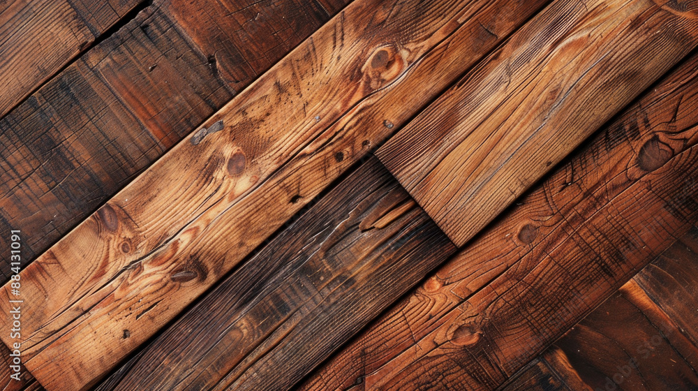 Wooden parket as natural rustic texture in brown wood, vintage appearance, oblique structure Wooden parket as natural rustic texture in brown wood, vintage appearance, oblique structure