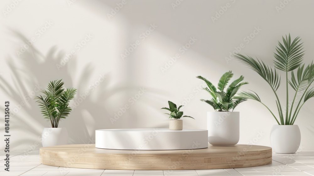 Minimalist Product Display with Tropical Plants Minimalist Product Display with Tropical Plants