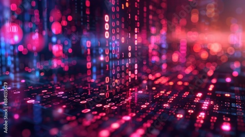 Wallpaper Mural Digital Binary Code with Abstract Background Torontodigital.ca