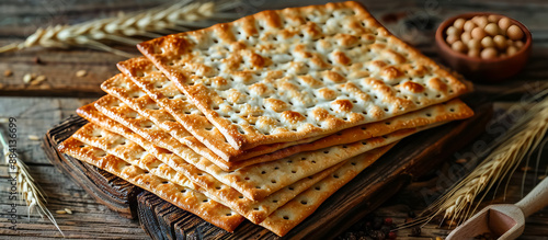 Matzo, or unleavened bread, is a traditional Jewish flatbread made from flour and water, baked without yeast for Passover