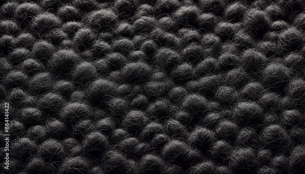 Texture of black wool close-up, top view. Design. Texture of black wool close-up, top view. Design.