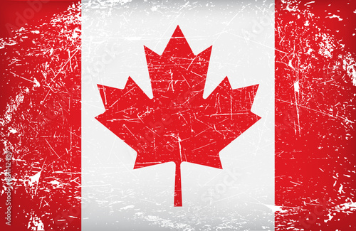 Canada flag with scratches. Vector colored background.