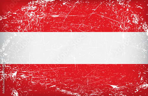 Austria flag with scratches. Vector colored background.