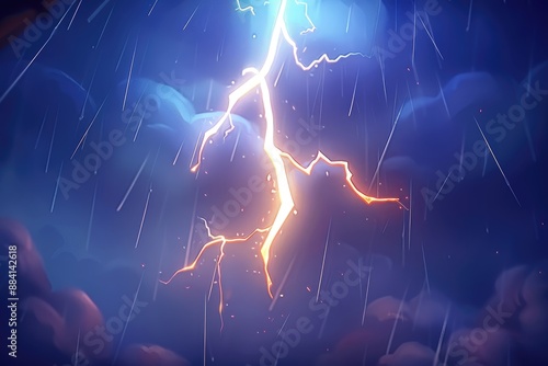 Vivid Lightning Strikes During a Thunderstorm photo