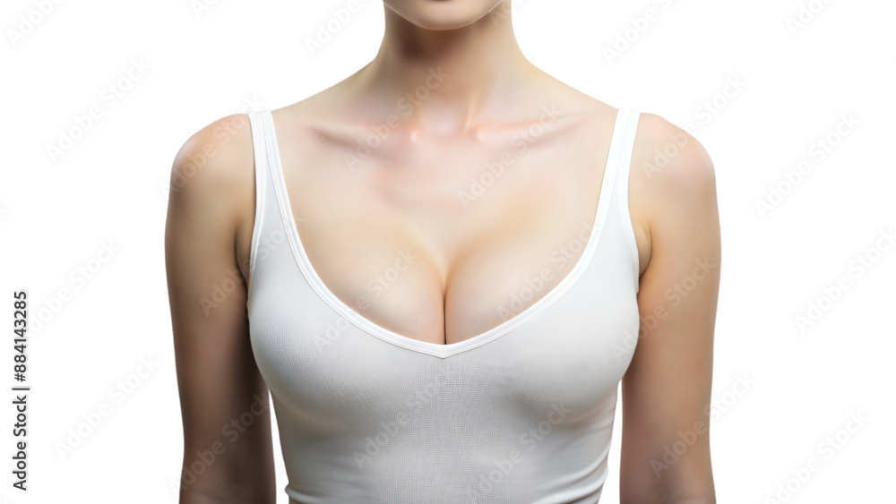 A woman posing in white lingerie in a studio, big breast A woman posing in white lingerie in a studio, big breast
