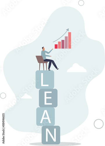 Lean startup using agile methodology to manage company for fast deliver or launch product.flat design.illustration with people.