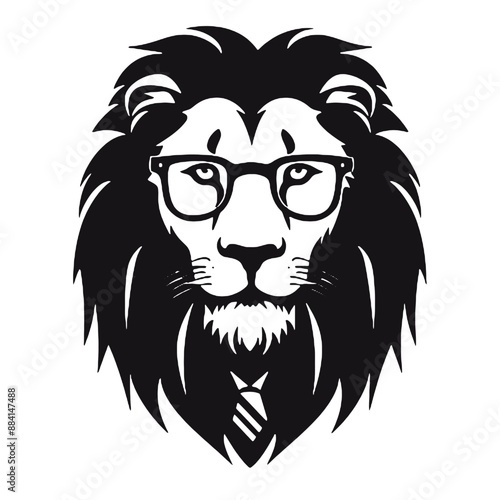 Lion in Business Attire silhouette. isolated on white background. Vector illustration