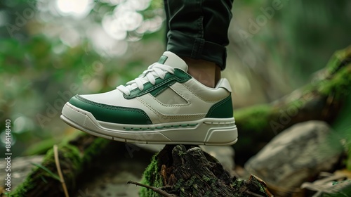 White and Green Sneakers in Forest