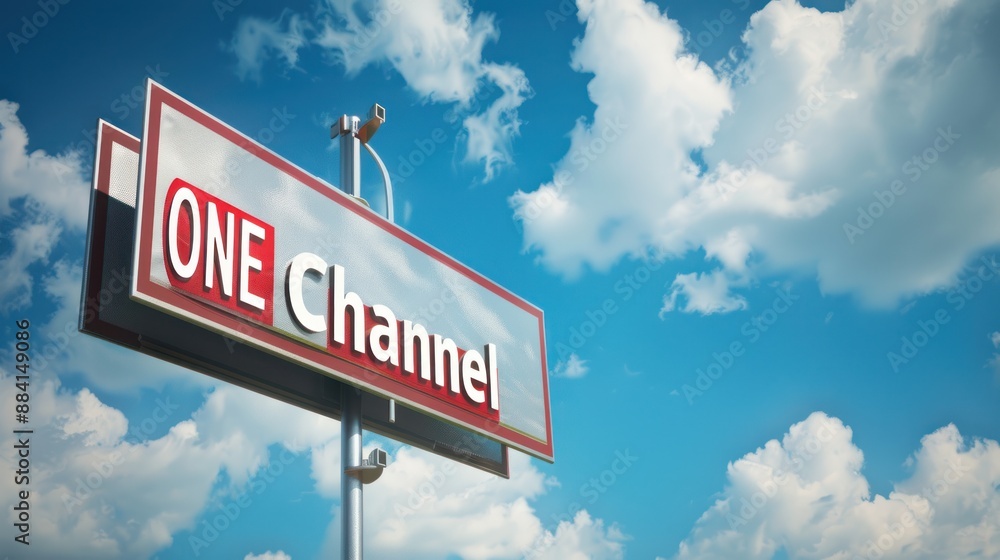Obraz premium One Channel Sign Against a Blue Sky