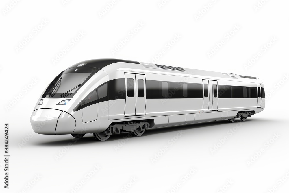 Isolated side view of railway passenger car on white background for detailed examination Isolated side view of railway passenger car on white background for detailed examination