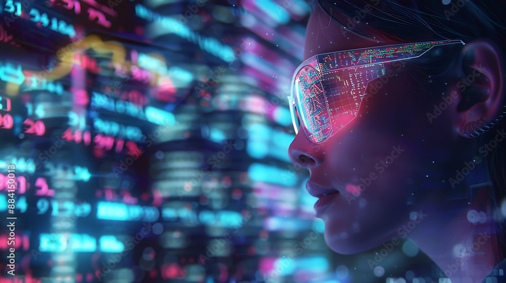 Woman with Futuristic Augmented Reality Glasses Woman with Futuristic Augmented Reality Glasses