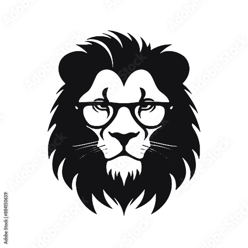 Lion in Business Attire silhouette. isolated on white background. Vector illustration