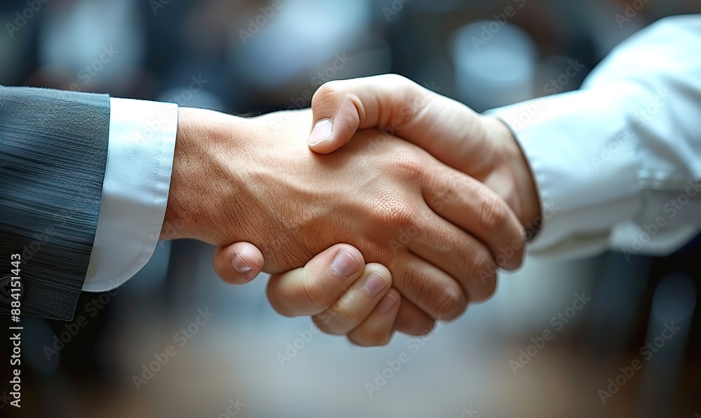 Two businessmen shook hands in agreement. Two businessmen shook hands in agreement.