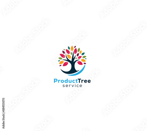 Colorful person life tree logo concept