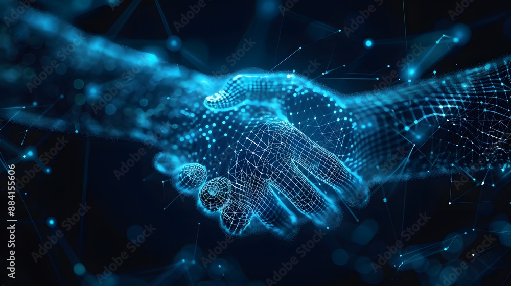 Technology, handshake, win-win situation Technology, handshake, win-win situation
