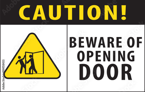 Beware of opening door industrial warning sign vector.eps