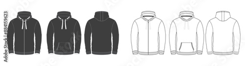 Hoodie jacket vector thin line icon set. outerwear comfortable sweater vector symbol. hoody cloth vector thin line icon. casual hoodie sign for web ui designs